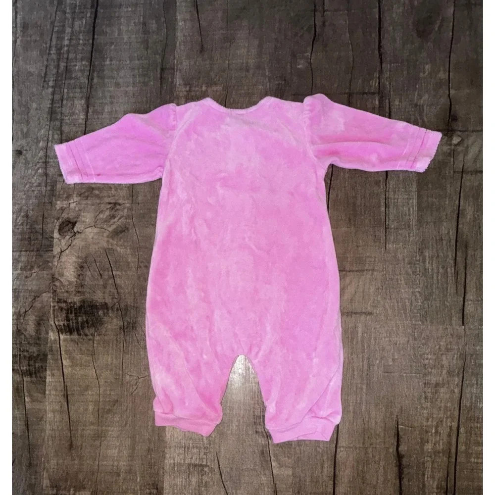 Carters Baby Girls Pink Velour Ballerina Cat Snap Romper One Piece 6M